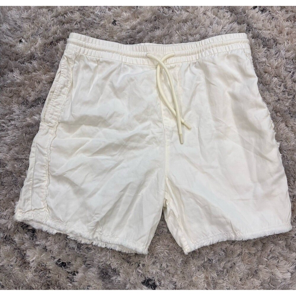 Zara Womens Ivory Linen Shorts Tie Size Medium Casual Vacation Minimalist